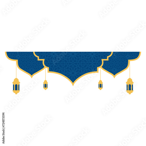 Ramadan islamic border. Islmaic frame with lantern decoration. Frame border with islamic, arabian style photo
