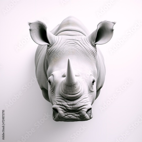 hippopotamus made from plaster and hanging on the wall, bust of a large animal, highly detailed and majestic. Studio lighting. AI Generated. 