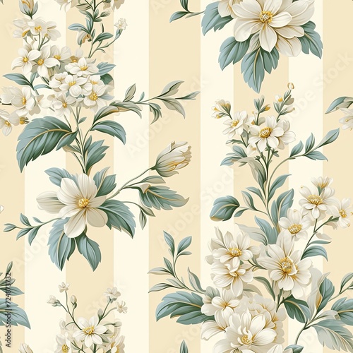 floral texture background from white theme wallpaper , generated by AI. High quality photo