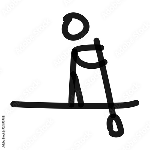 stick figure on a paddle board, simple line art doodle