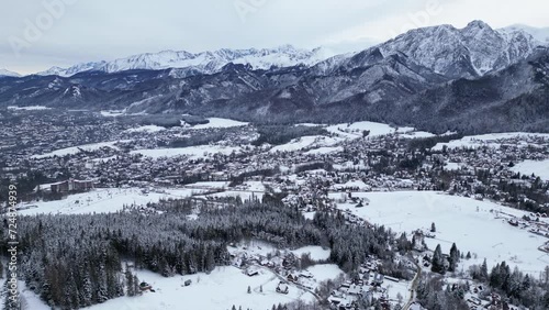 Wallpaper Mural Panoramic drone view of the mountains in winter. The most popular mountain place in the Polish Tatra Mountains - Zakopane Torontodigital.ca