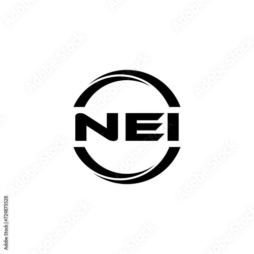 NEI letter logo design with white background in illustrator, cube logo, vector logo, modern alphabet font overlap style. calligraphy designs for logo, Poster, Invitation, etc. photo