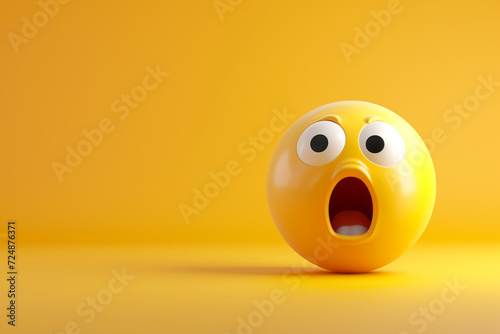 shocked face emoji in 3D illustration style on a colorful background photo
