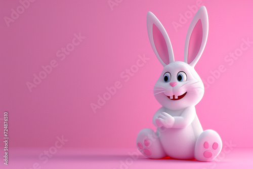 Rabbit in Easter concept in 3D illustration style on a colorful background