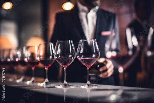 Expert sommelier guides a refined wine tasting amidst a cinematic ambiance