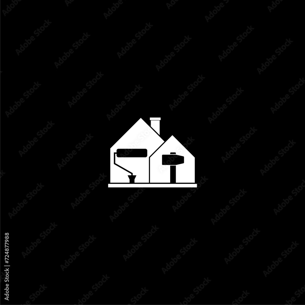 Repairs in the house icon isolated on dark background Repairs in the house icon isolated on dark background