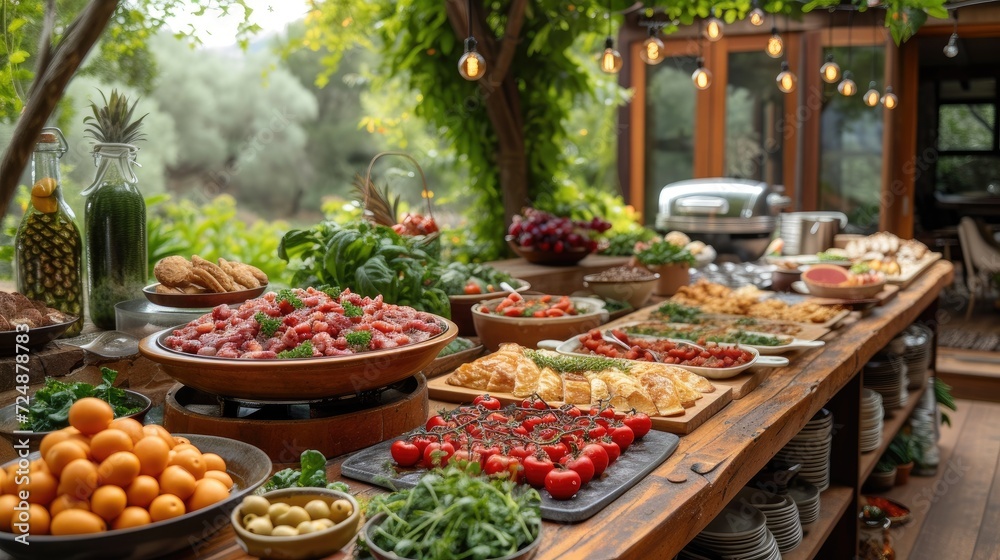 Rustic Outdoor Farm-to-Table Dining Experience in Garden Setting