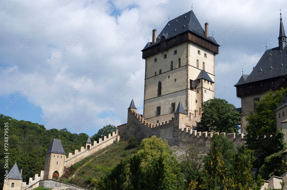 Karlštejn Castle (Karlstein). A gothic castle in the Czech Republic. Medieval architecture.