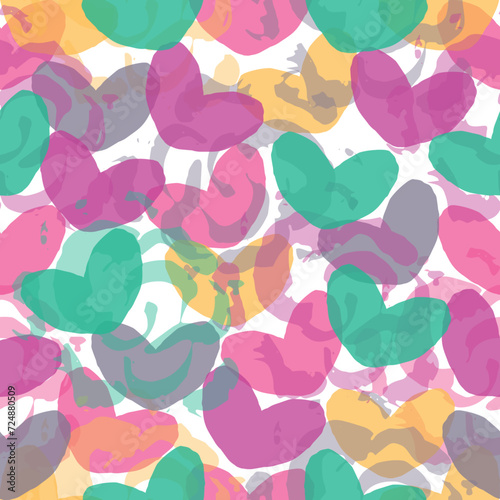 Seamless pattern. Multicolored hearts.