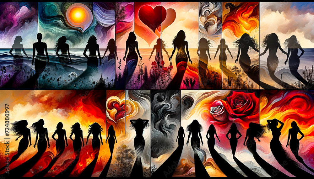 The abstract women colorful background