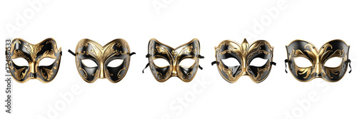 Set of opera masks isolated on a transparent background.