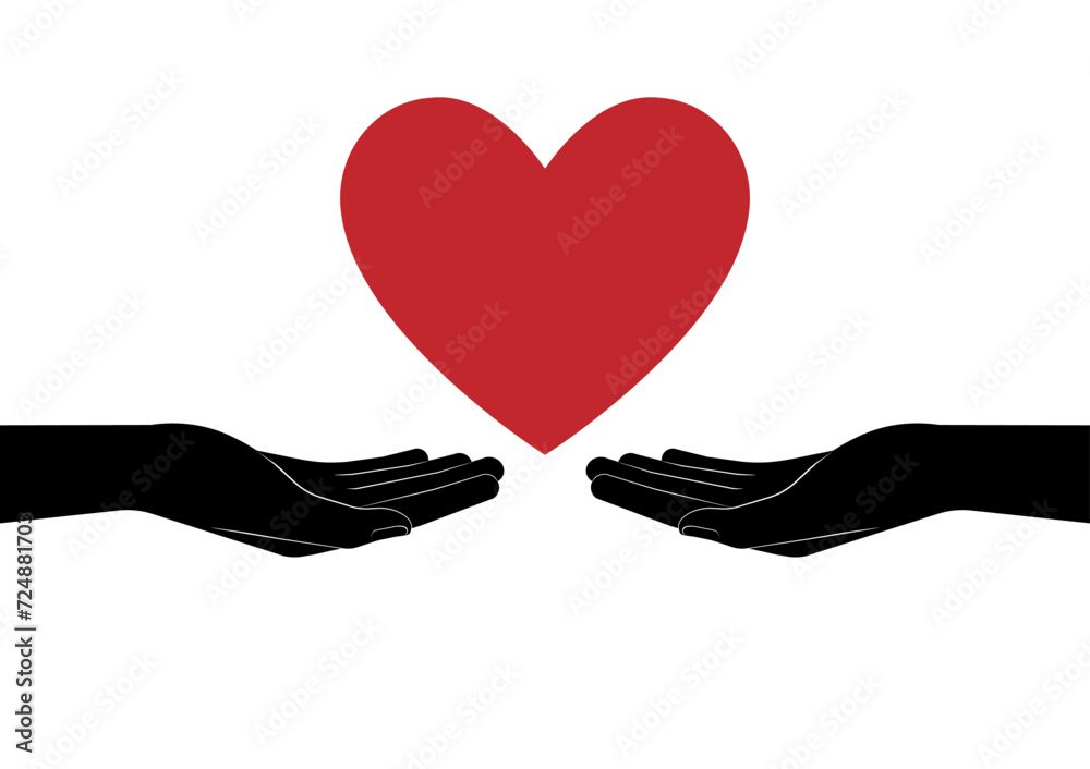 Hand Holding Heart Logo Symbol on White Background. Concept of Valentine's Day and Mother's Day. Vector Illustration. Hand Holding Heart Logo Symbol on White Background. Concept of Valentine's Day and Mother's Day. Vector Illustration.