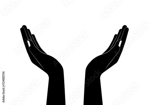 Hand. Gesture of Empty Hand Holding Something Logo Symbol. Vector Illustration.