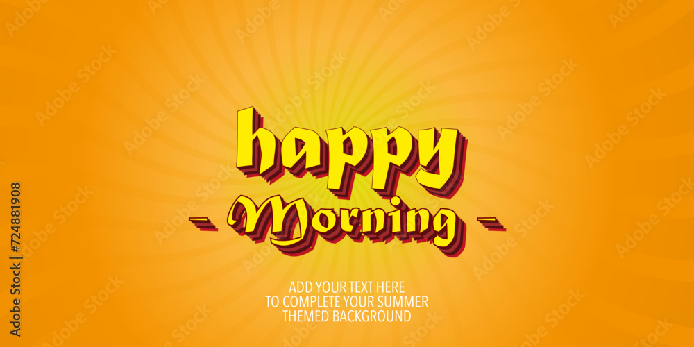 Fototapeta premium Happy morning with text style effect. Vector text effect, with season event in wavy colorful abstract background 