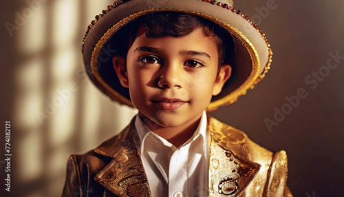 Stylish Little Boy Close-up Portrait