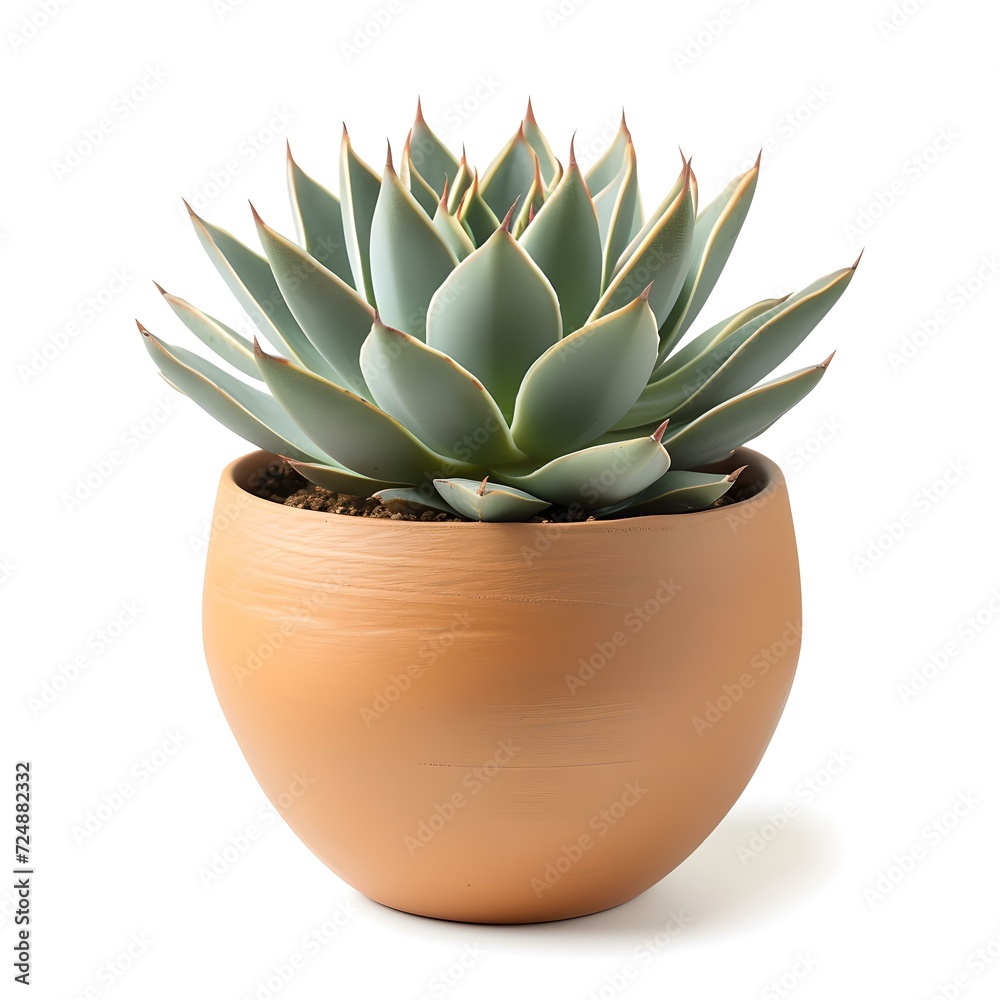 Lush green succulent plant in a terra cotta pot isolated on white. perfect for home decoration. simple and elegant design. AI Lush green succulent plant in a terra cotta pot isolated on white. perfect for home decoration. simple and elegant design. AI