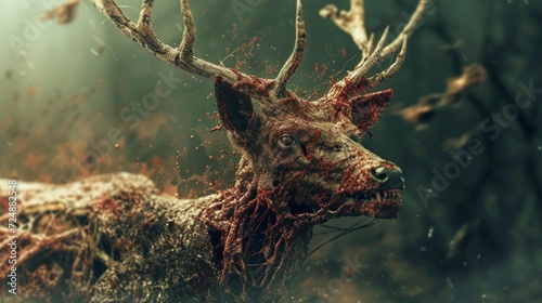 real zombie deer new world epidemic seen in the forest of the United States and Canada in high resolution and high quality photo