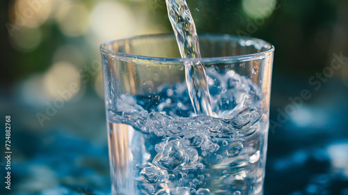 Wasser läuft in ein Glas und Händewaschen unter fließendem Wasser Generative AI