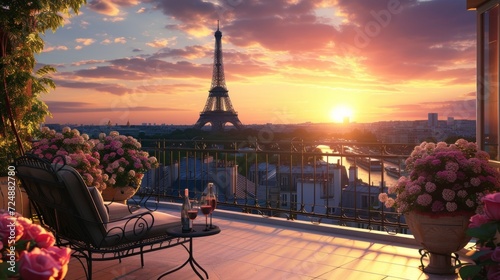Eiffel tower seen from a balcony