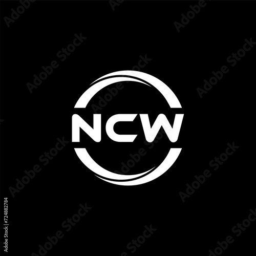 NCW letter logo design with black background in illustrator, cube logo, vector logo, modern alphabet font overlap style. calligraphy designs for logo, Poster, Invitation, etc. photo