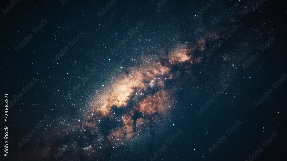 Milky way galaxy with stars and space dust in the universe, Long exposure photograph, with grain.