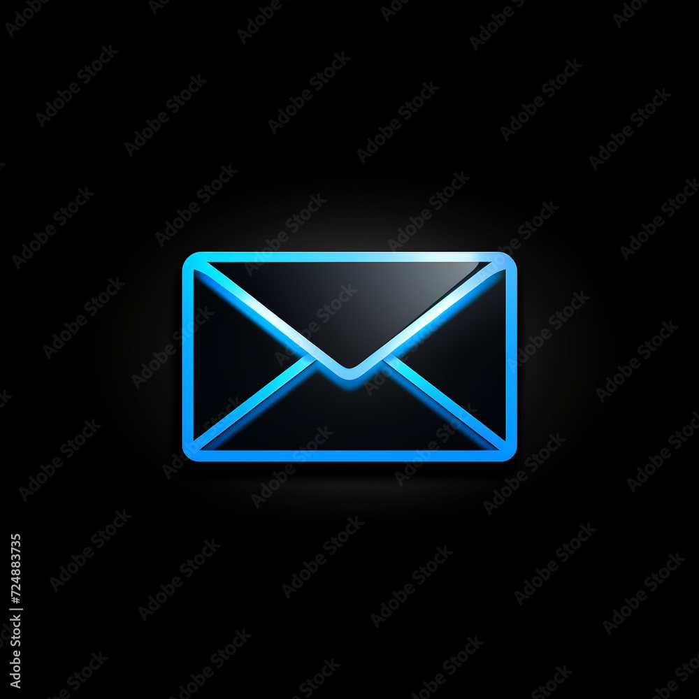 email icon, glowing blue with white accents сreated with Generative Ai email icon, glowing blue with white accents сreated with Generative Ai