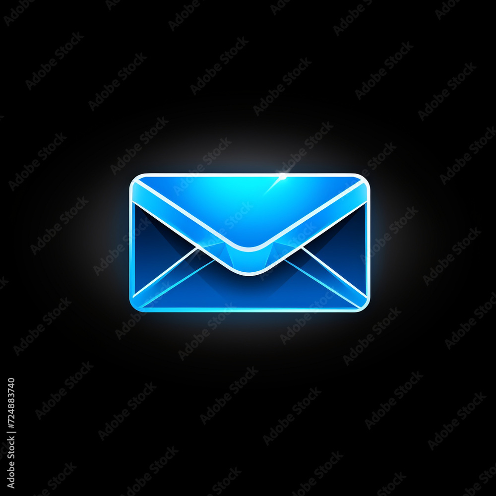 email icon, glowing blue with white accents сreated with Generative Ai email icon, glowing blue with white accents сreated with Generative Ai