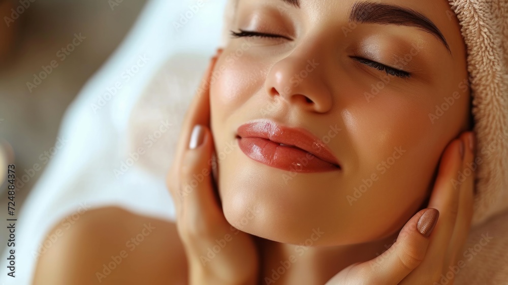 Woman enjoying a relaxing facial, illustrating the luxurious and rejuvenating experience offered by skincare services