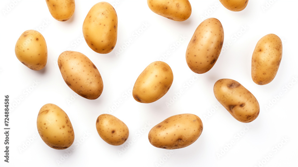 Falling fresh potatoes isolated on transparent or white background сreated with Generative Ai Falling fresh potatoes isolated on transparent or white background сreated with Generative Ai
