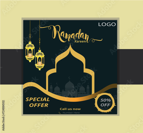 Simple and elegant ramadan special social media post design