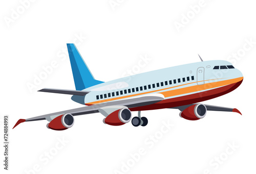 Airplane of colorful set. This charming cartoon design of an airplane, crafted with precision and showcased on a pristine white canvas. Vector illustration.