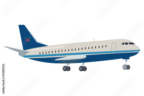 Airplane of colorful set. This stunning illustration showcases an intricately designed airplane with a touch of cartoon charm, making it piece against a simple white background. Vector illustration.