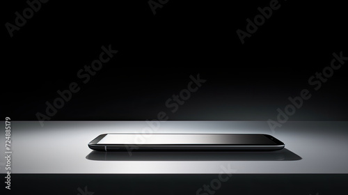 a tablet device placed on table against black background 