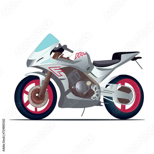 Bike of colorful set. This eye-catching image effortlessly combines intricate design with a touch of cartoon whimsy, resulting in captivating scene featuring a retro motorbike. Vector illustration.