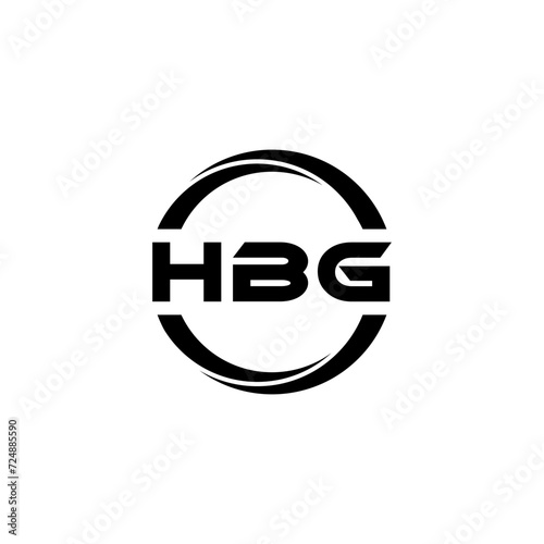 HBG letter logo design with white background in illustrator, cube logo, vector logo, modern alphabet font overlap style. calligraphy designs for logo, Poster, Invitation, etc. photo