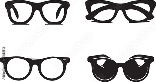 A set of glasses isolated. Vector glasses model icons
