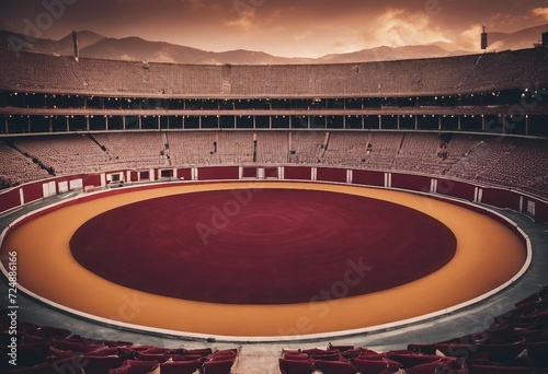 Empty round bullfight arena in Spain Spanish bullring for traditional performance of bullfight