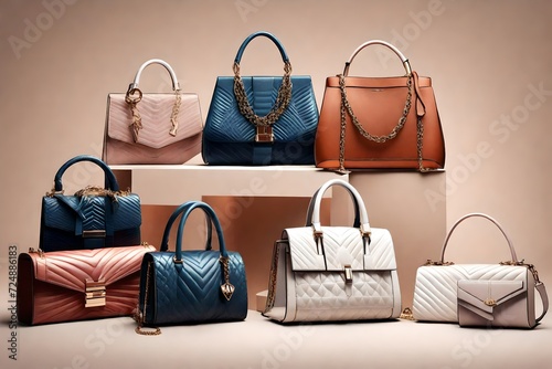Trendy women's store, chic accessories, stylish bags, luxury sale © Sikandar Hayat
