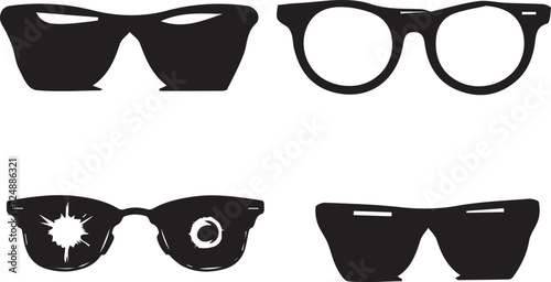 A set of glasses isolated. Vector glasses model icons