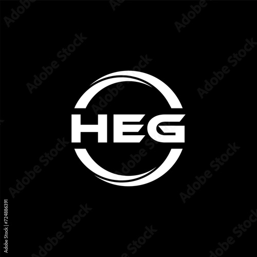 HEG letter logo design with black background in illustrator, cube logo, vector logo, modern alphabet font overlap style. calligraphy designs for logo, Poster, Invitation, etc. photo