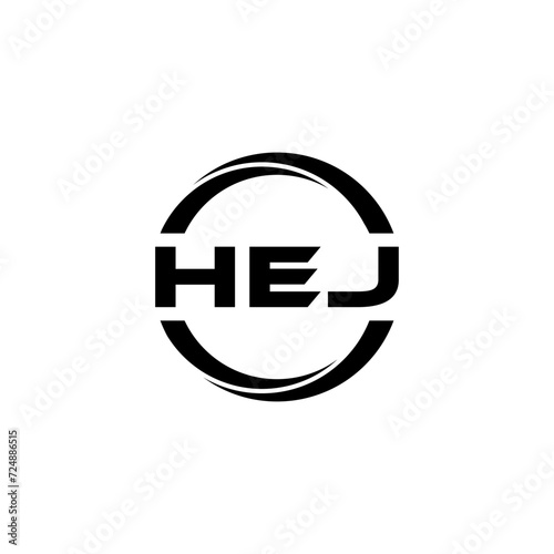 HEJ letter logo design with white background in illustrator, cube logo, vector logo, modern alphabet font overlap style. calligraphy designs for logo, Poster, Invitation, etc. photo