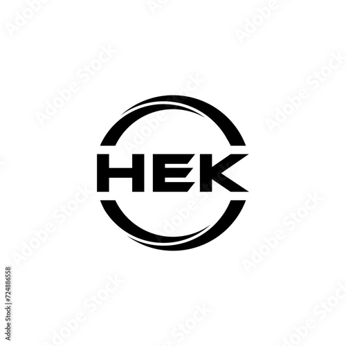 HEK letter logo design with white background in illustrator, cube logo, vector logo, modern alphabet font overlap style. calligraphy designs for logo, Poster, Invitation, etc. photo