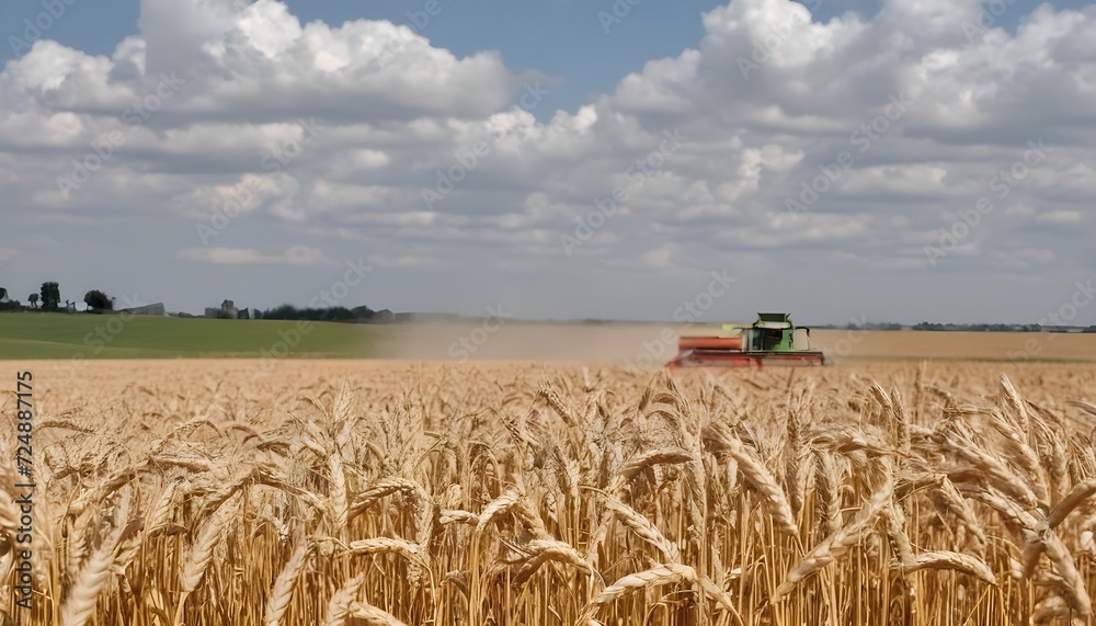 Fototapeta premium combine harvester in wheat field
