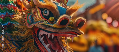 festival Chinese dragon as a character for the dragon dance © pector