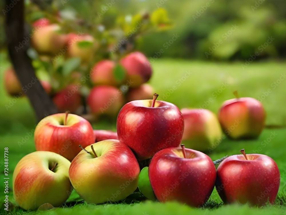 Conjunto de manzanas en un huerto Conjunto de manzanas en un huerto