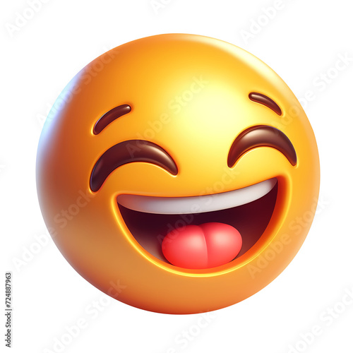 3d happy emoji icon. Realistic 3d high quality isolated render