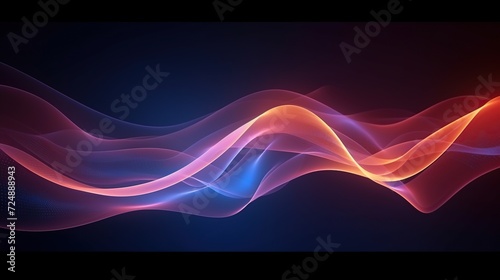 Advanced wave drawing. Abstract Neon Light, abstract color background, nightclub empty room interior, Technology. Harmony