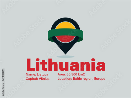 Lithuania Flag and location pin