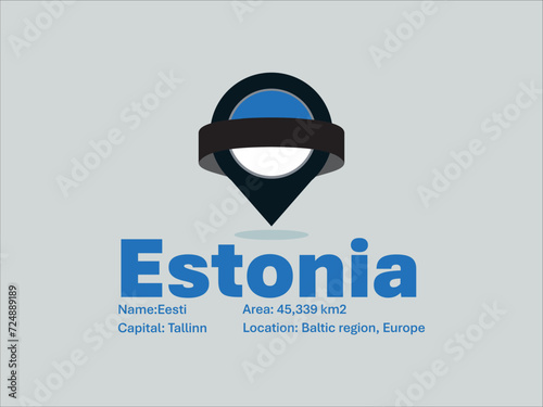 Estonia Flag and location pin