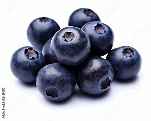 Blueberries close up on white background Generation AI